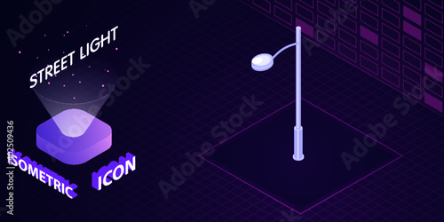 Street light isometric icon. Vector illustration. 3d concept