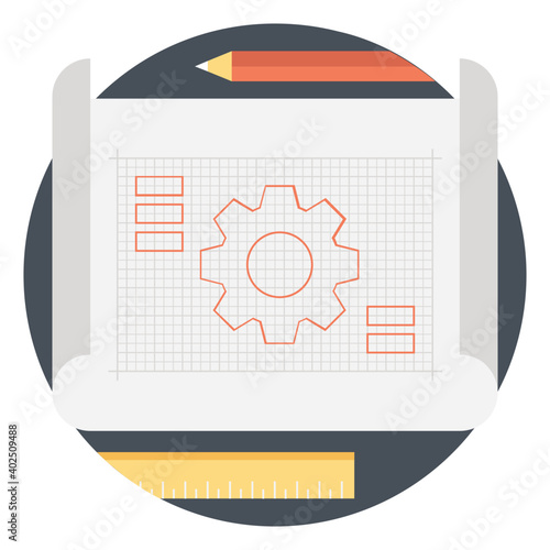 Prototyping and geometry work flat Vector Icon