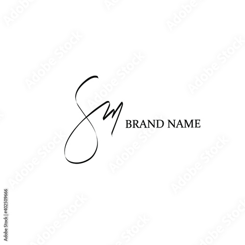 Initial SM beauty monogram and elegant logo design