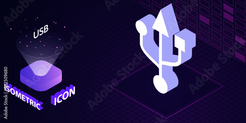 Usb isometric icon. Vector illustration. 3d concept