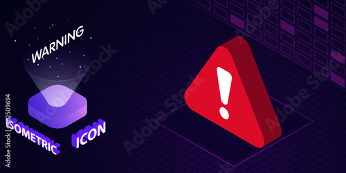 Warning isometric icon. Vector illustration. 3d concept