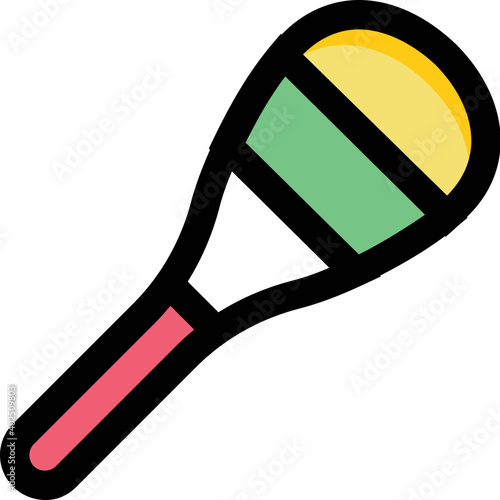 Cartoon illustration of multi color baby rattle. Rounded beanbag for the baby vector icon