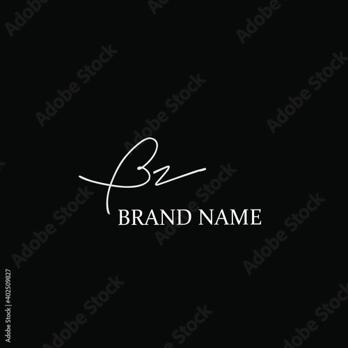 Initial BZ beauty monogram and elegant logo design
