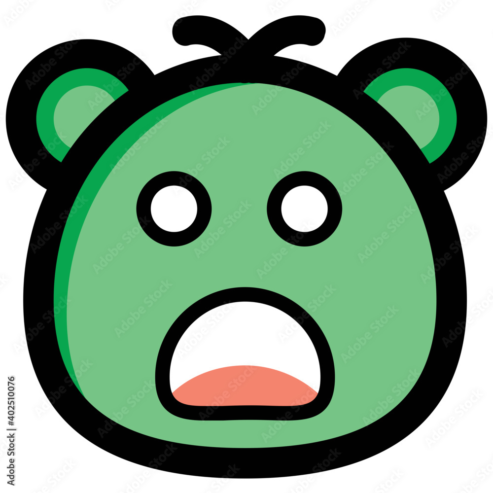 Cute teddy bear face toy gift icon. Vector illustration of cartoon bear with surprised emotion Cute teddy bear face toy gift icon. Vector illustration of cartoon bear with surprised emotion
