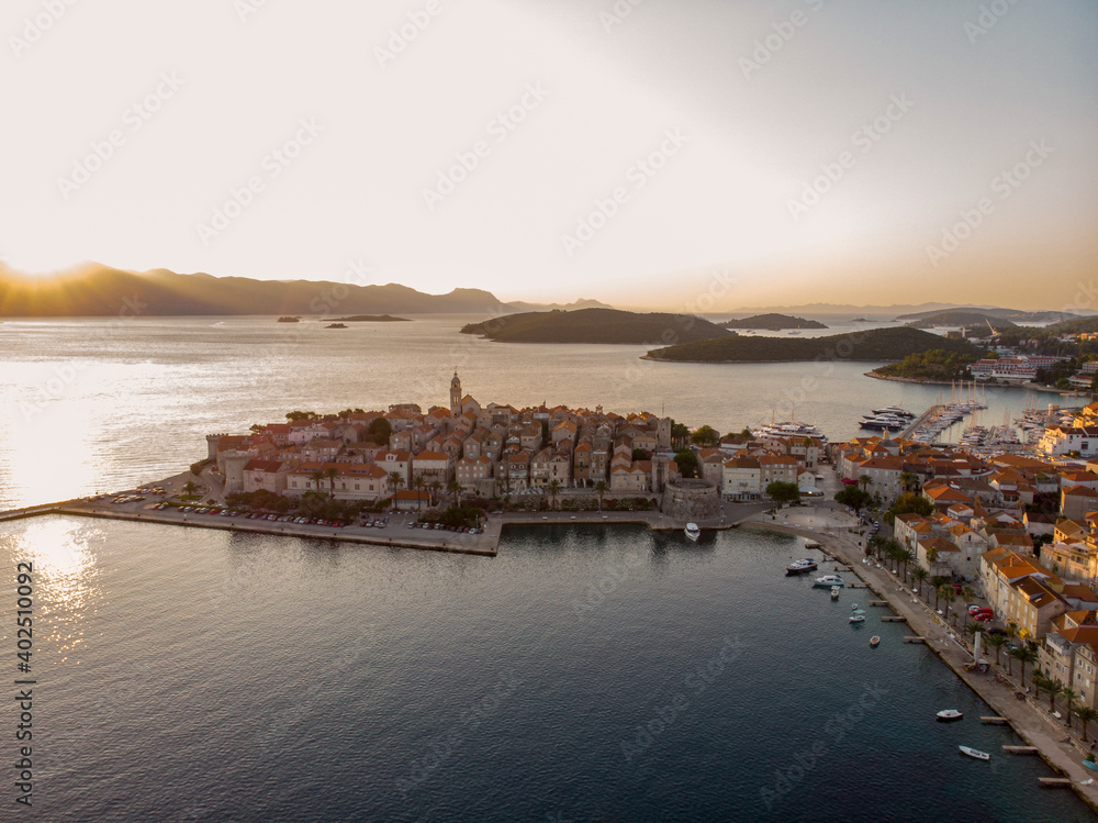 [Croatia] Sunrise over the 500+ year old Medieval Old Town of Korcula.