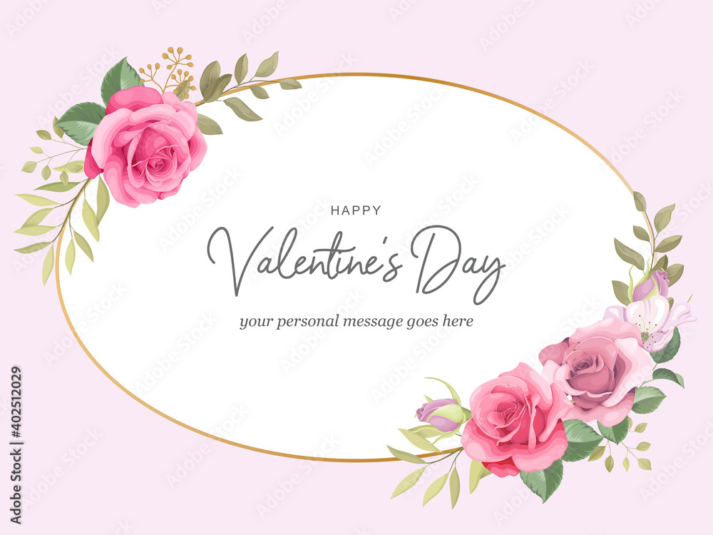 Valentine's day greeting card with roses frame Valentine's day greeting card with roses frame