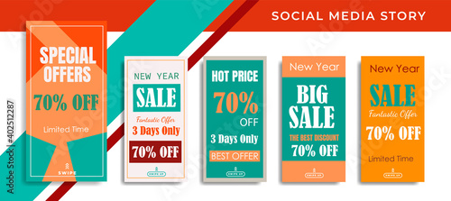 5 set Social Media Network Sales Banner Backgrounds, Mobile App, Poster, Flyer, Coupon,Advertisement,  Smartphone Template Story, Abstract liquid Modern shapes. editable template eps 10 vector.