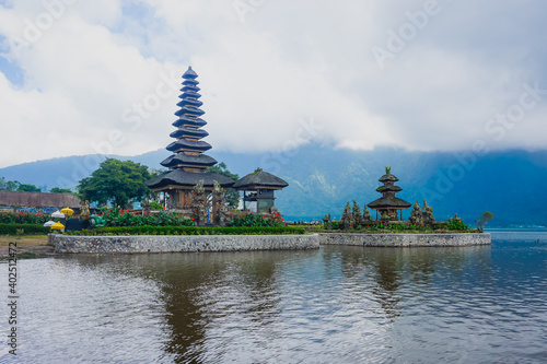 Picturesque Hindu temple Ulun Danu Beratan on the lake