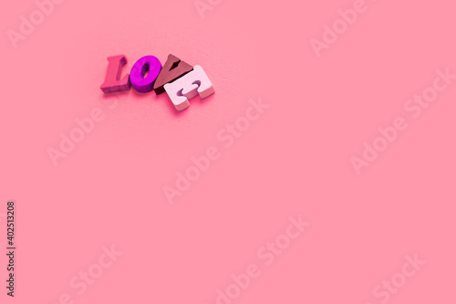 word love, notepad with chalk drawn heart. Valentine's day concept