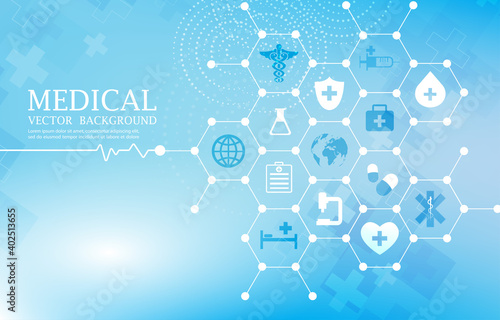 abstract vector medical icons set.blue medical wallpaper