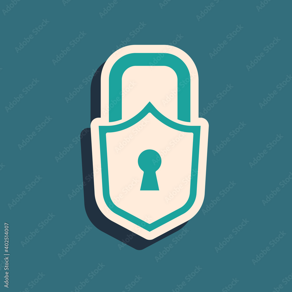Green Lock icon isolated on green background. Padlock sign. Security, safety, protection, privacy concept. Long shadow style. Vector. Green Lock icon isolated on green background. Padlock sign. Security, safety, protection, privacy concept. Long shadow style. Vector.