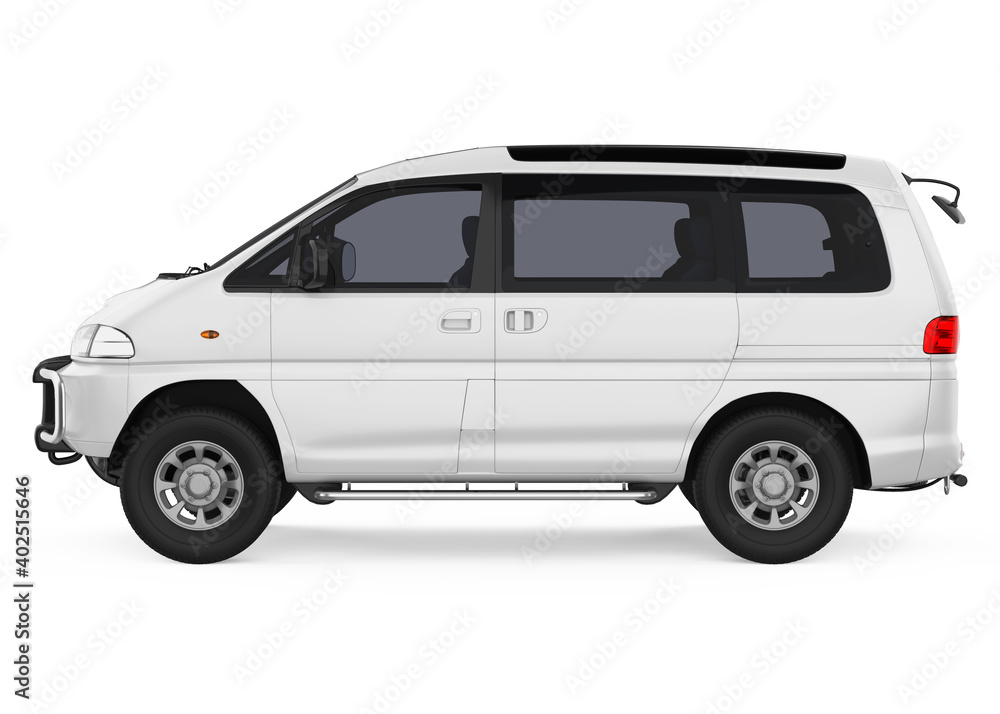 White Minibus Isolated