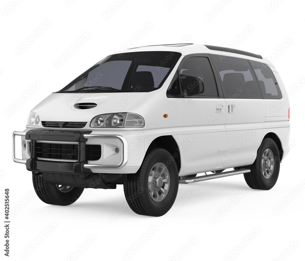 White Minibus Isolated