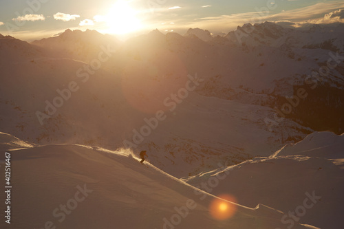 Sunset skiing