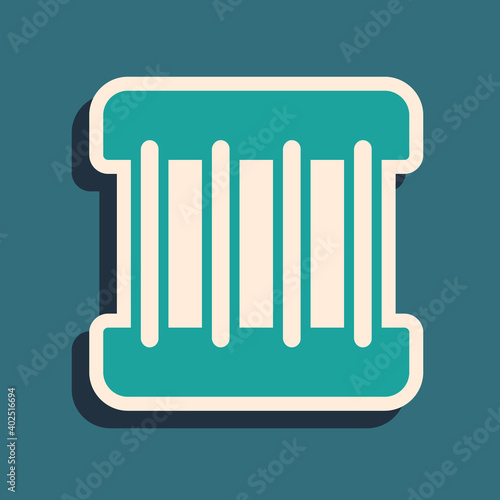 Green Prison window icon isolated on green background. Long shadow style. Vector.