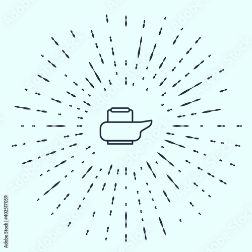 Black line Bedpan icon isolated on grey background. Toilet for bedridden patients. Abstract circle random dots. Vector Illustration.