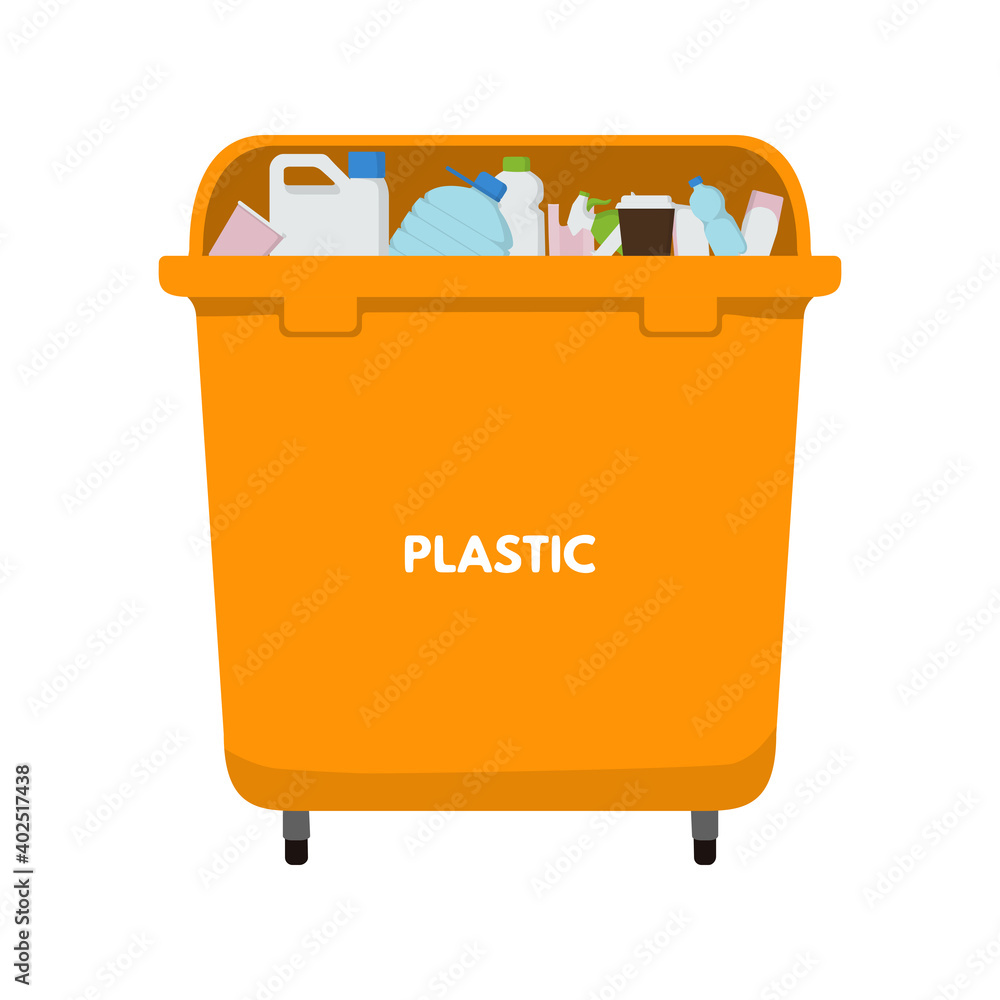 Orange garbage bin for plastic.