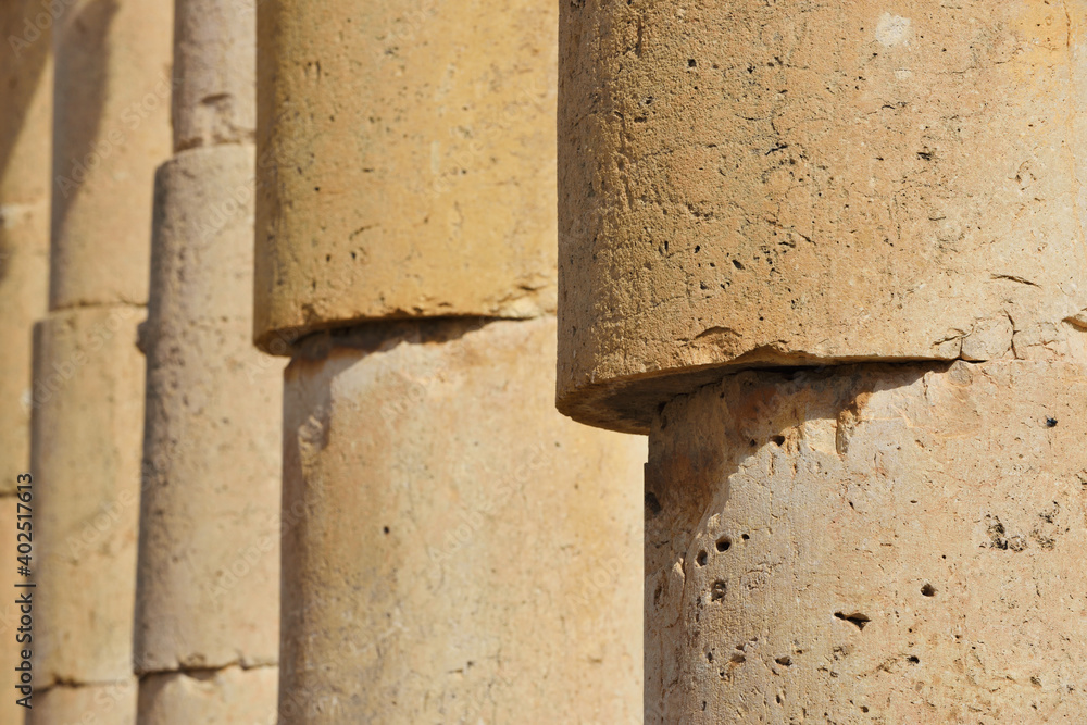 Columns of ruined Greco-Roman city in Jerash, Jordan Columns of ruined Greco-Roman city in Jerash, Jordan