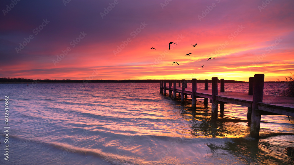 Steg am See im Morgenrot Steg am See im Morgenrot