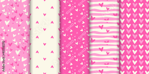 set of Heart seamless patte...