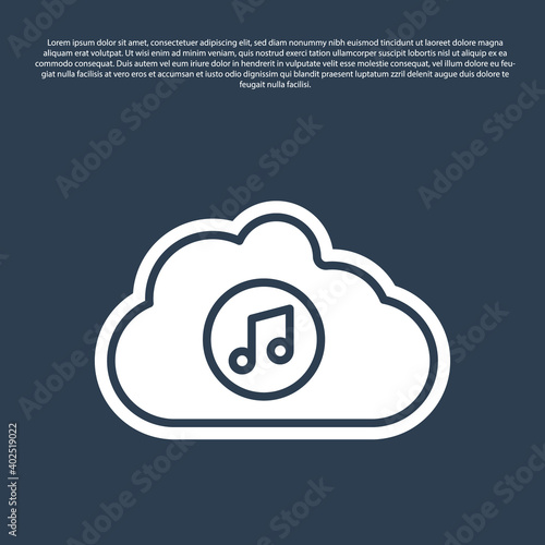 Blue line Music streaming service icon isolated on blue background. Sound cloud computing, online media streaming, song, audio wave. Vector.