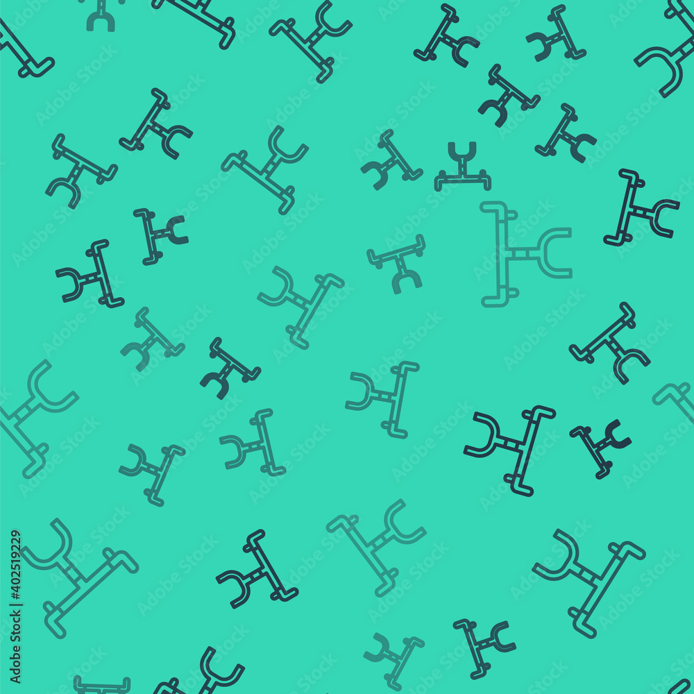 Black line Bicycle handlebar icon isolated seamless pattern on green background. Vector. Black line Bicycle handlebar icon isolated seamless pattern on green background. Vector.