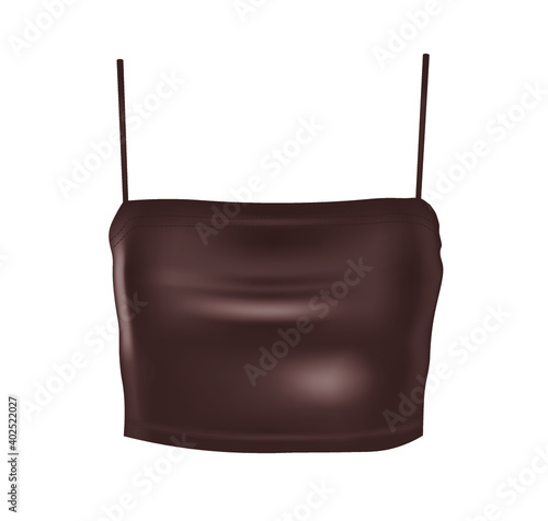 Brown leather woman top. vector
