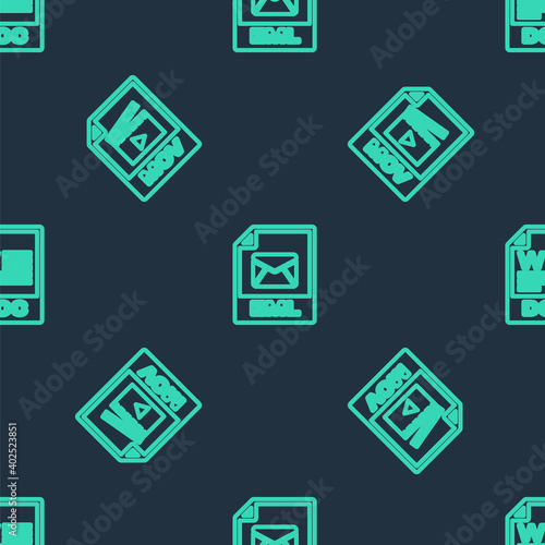Set line EML file document, MOV and DOC on seamless pattern. Vector. © vector_v