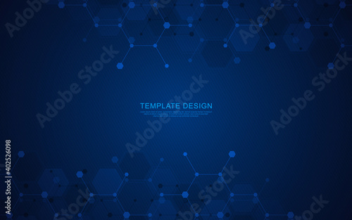 Wallpaper Mural Geometric abstract background of innovation technology concept. Hexagon pattern, molecular structure, genetic engineering. Concepts and ideas for technology, science, and medicine. Vector illustration Torontodigital.ca