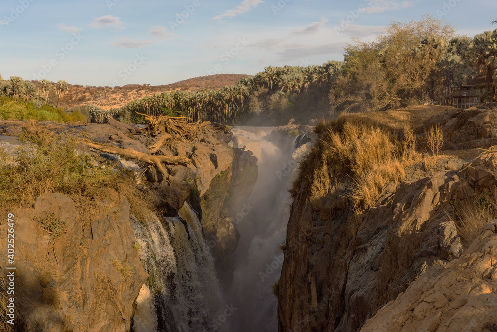 The Epupa Falls of the Kunene River on the border between Angola and Namibia