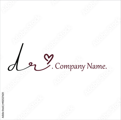 D R DR Initial handwriting or handwritten logo for identity
