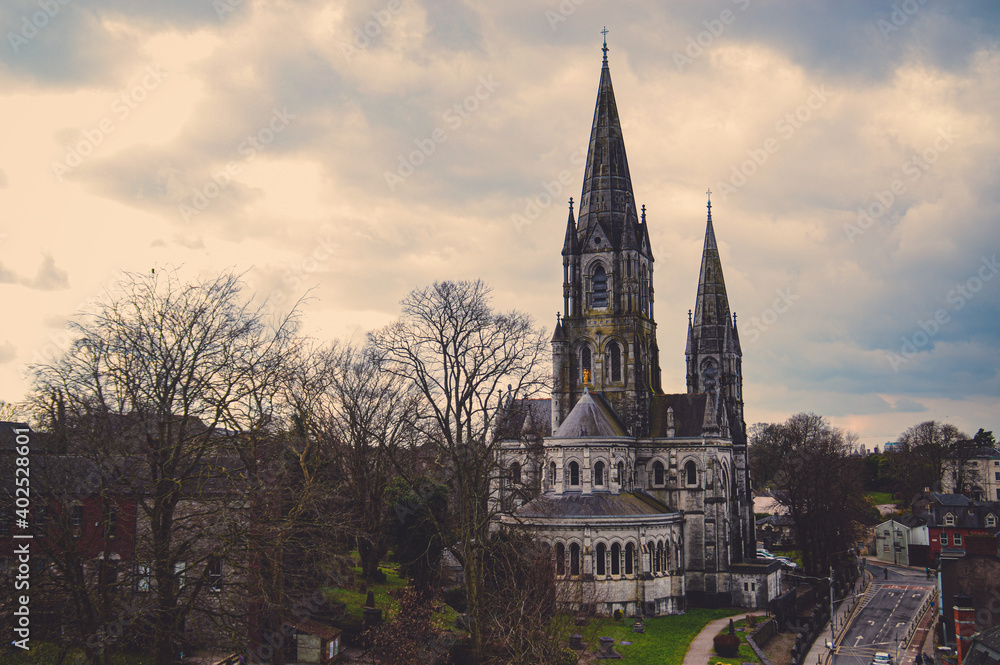 St. Mary's Cathedral showcasing a Gothic revival style of architecture, a popular tourist attraction in Killarney, Ireland St. Mary's Cathedral showcasing a Gothic revival style of architecture, a popular tourist attraction in Killarney, Ireland