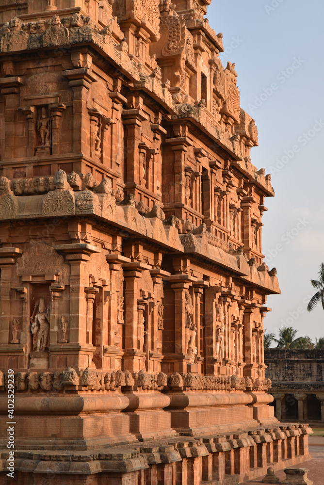 Temple de Gangakondacholapuram au soleil couchant, Inde du Sud