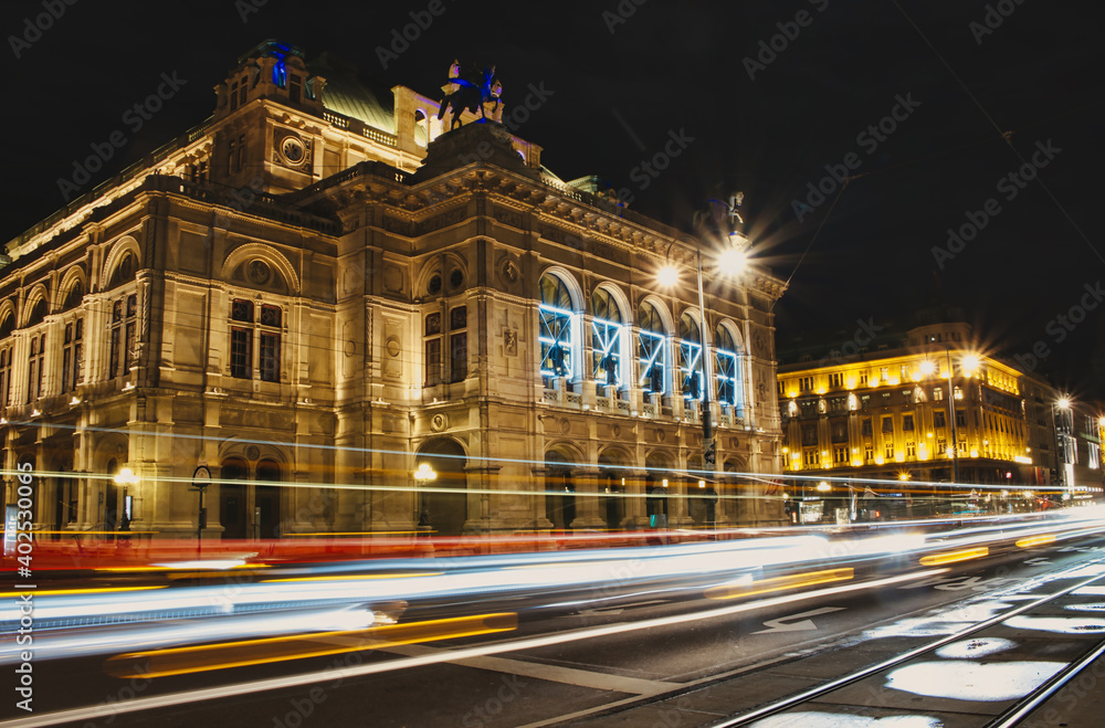 Vienna State Opera House by night long exposure
