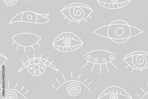 Seamless abstract fashion pattern with line eyes