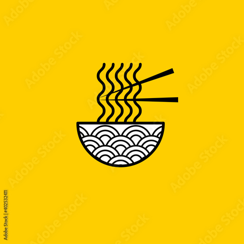 Asian cuisine logo with plate and noodles