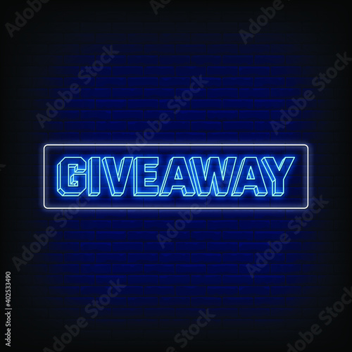 Giveaway Neon Signs Style Text Vector