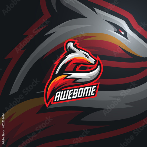 Red fox esport gaming logo template