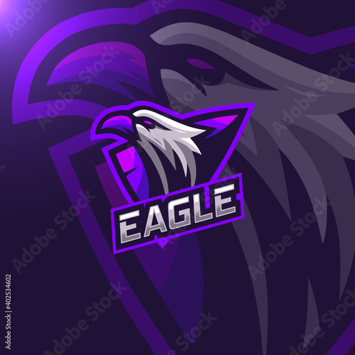 Eagle purple esport gaming logo template