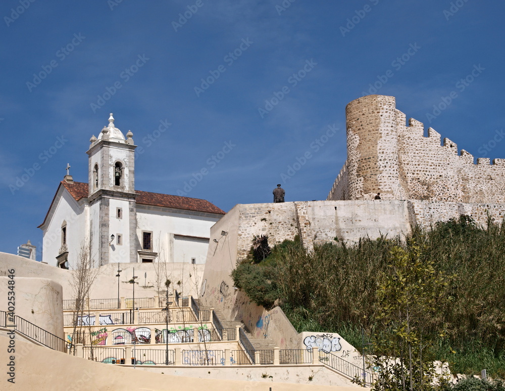 Church and castle view in Sines, Alentejo - Portugal 