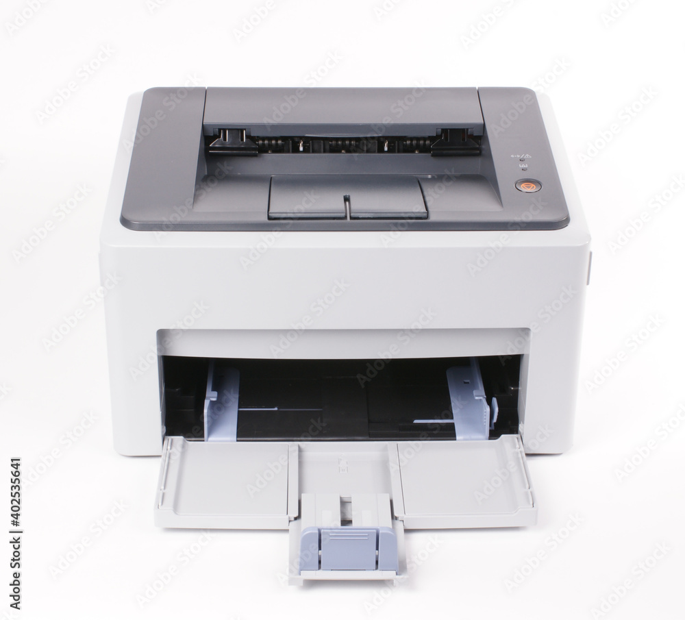Multifunctional office printer on white background Multifunctional office printer on white background