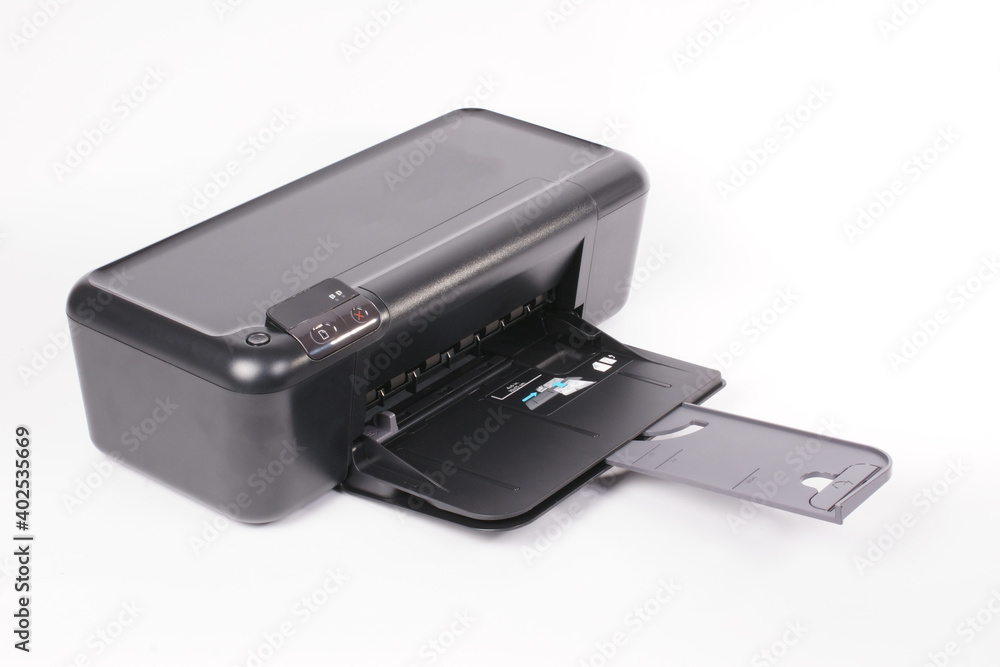 Multifunctional office printer on white background Multifunctional office printer on white background