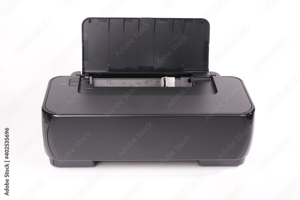 Multifunctional office printer on white background Multifunctional office printer on white background