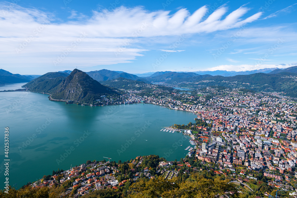Lugano (Switzerland), the Lake Lugano and the Mountain Monte San Salvatore