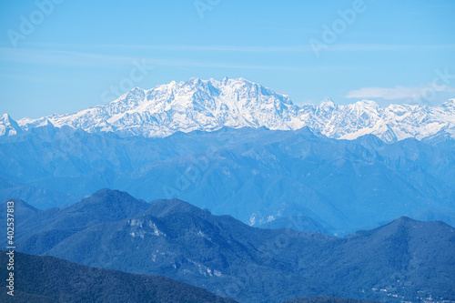 Mont Blanc massif and the Swiss Matterhorn, taken from Monte Generoso (Switzerland)