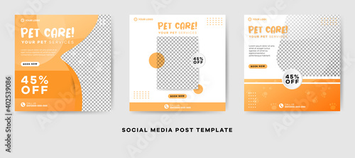 Pet shop care promotional social media banner template	