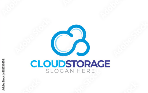 Illustration vector graphic of cloud storage network logo design template