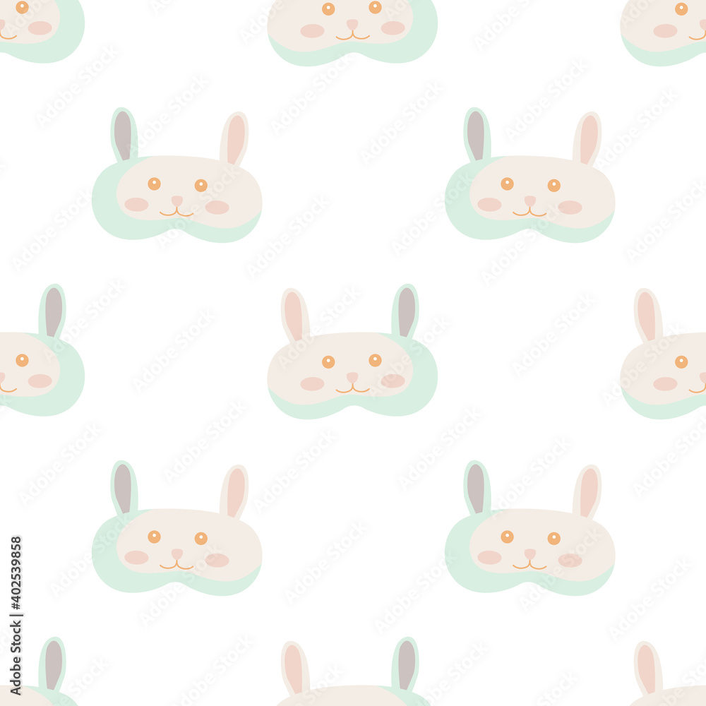 Rabbit light pink color geometric seamless pattern on white background. Children graphic design element for different purposes.