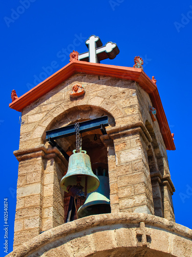 Obraz na płótnie Bell tower of an old church on the island of Rhodes w salonie