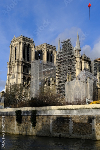 The 30th december 2020, the cathedral of Notre Dame during some repair works after burning in april 2019.